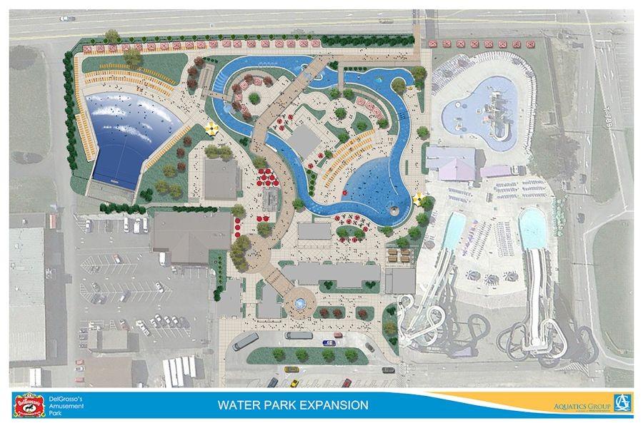 This map shows how the new expansion will be integrated into the existing water park.