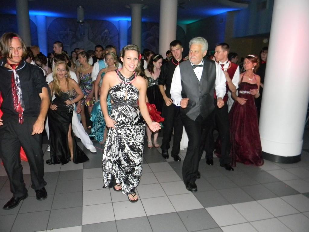 Chase Wallace and Morgan Taylor boogie down with Mr. Binus at the 2012 Prom.