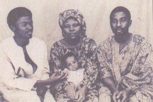 Ganieyou Slamy, his wife Lysette and uncle and Slamy's infant daughter Ade-Jelila in 1983 in Ivory Coast