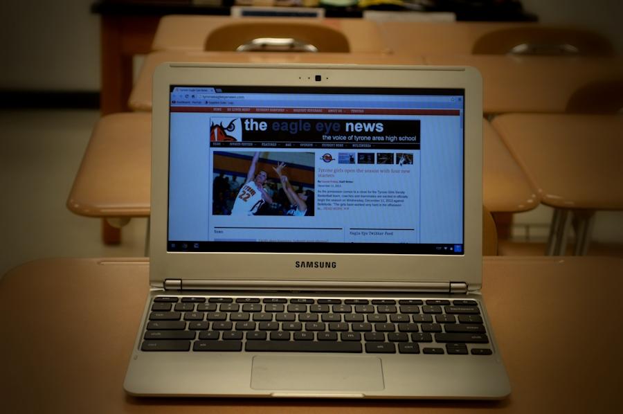 A school issued Chromebook displaying the Eagle Eye homepage