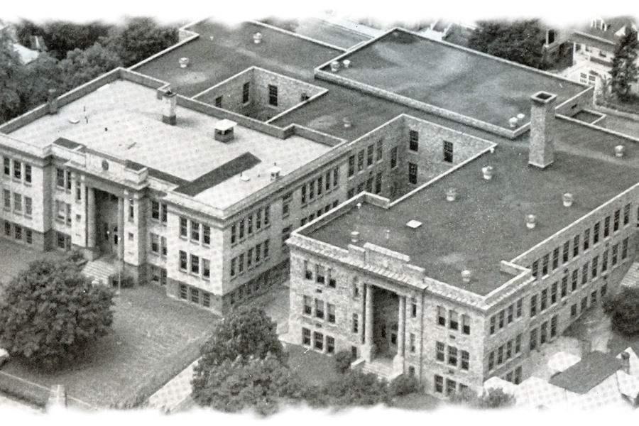 View of the Tyrone High School from the air in 1929