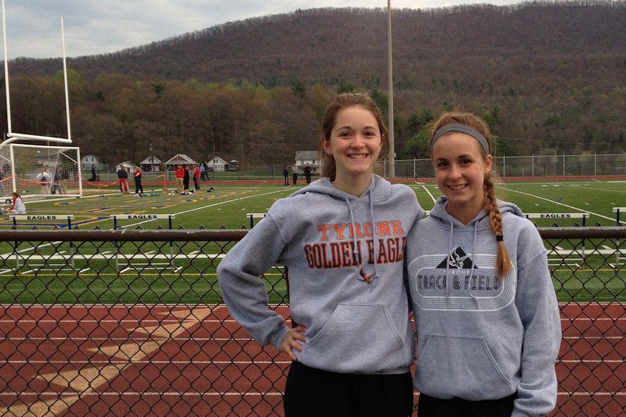 Freshman Cassie Friday and Sophomore Jordan Wiser at the Mountain League Champuionship Meet.  Wiser finished third in the 1600.  