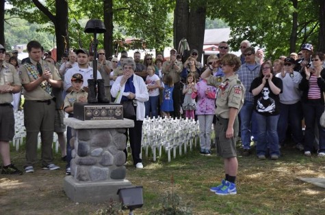 Eagle Scout Cody Eckles (right) on Dedication Day of the newly renovated Soldiers Park.