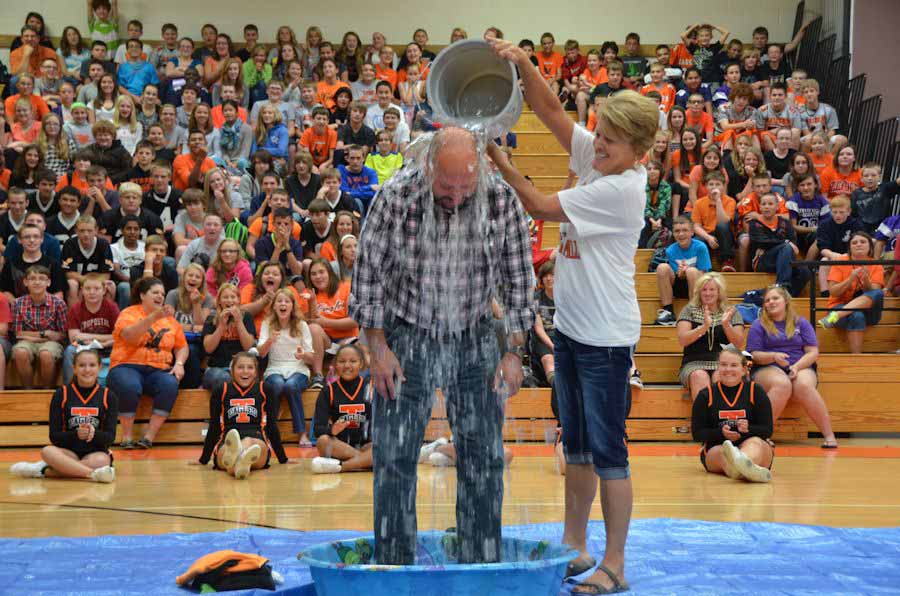 water being dumped on Mr. Yoder