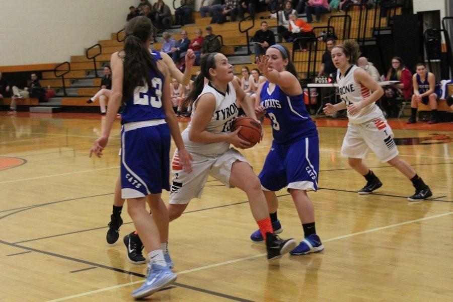 Finley Christine takes the ball in for a layup.