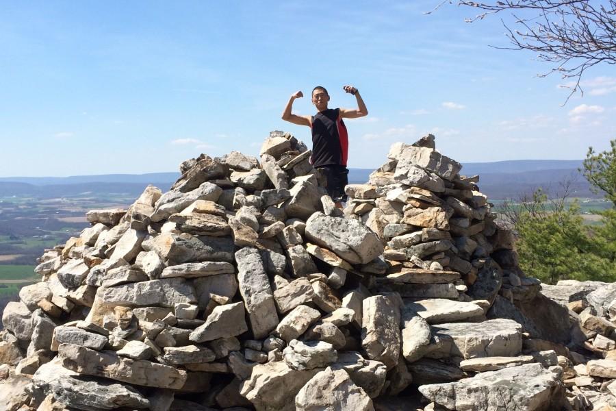 Nathan Sechrist at the top of the 1,000 steps hike near Huntingdon, PA