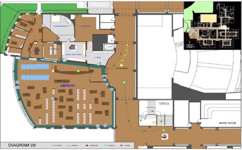 A diagram of the library at Columbine High School