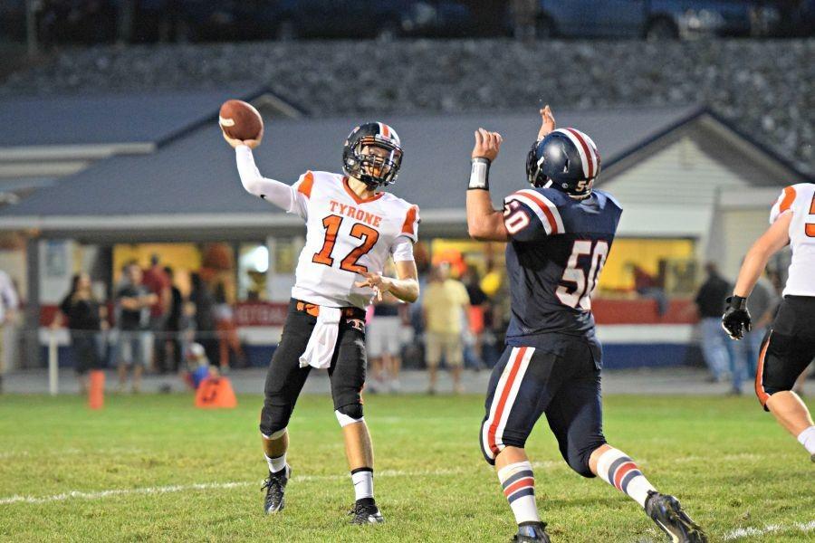 Hunter unleashes one of his 16 completions of the night