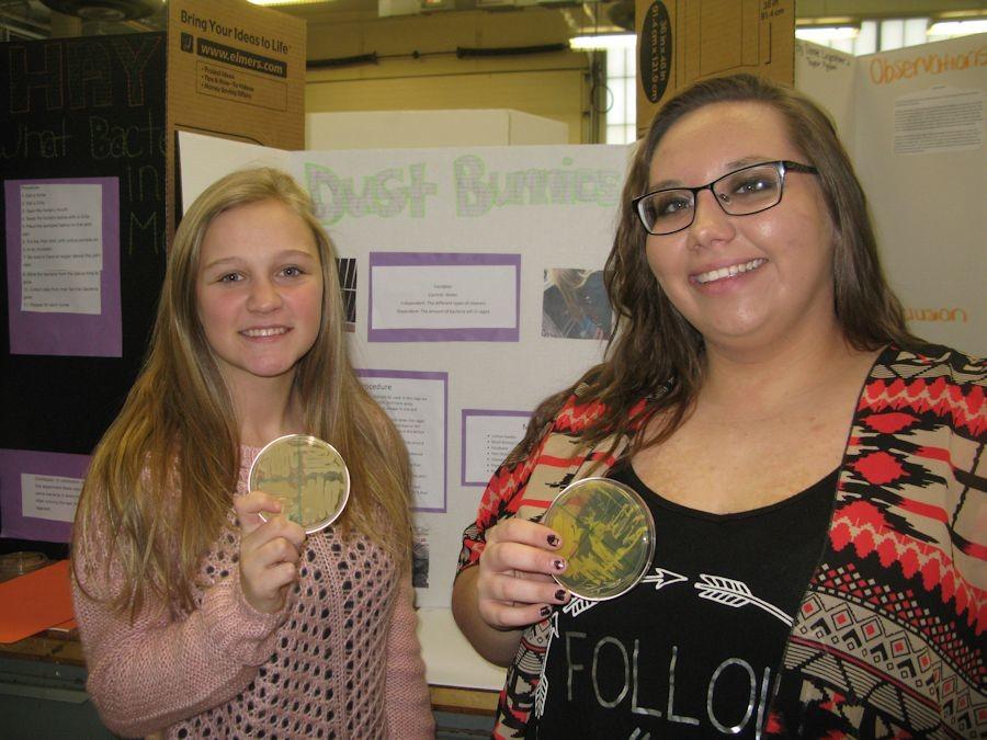 Juniors, Chloe Case and Toni Burns, discover the bacteria that has been left behind in bunny cages.