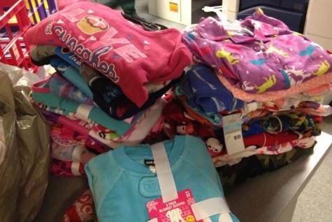 Some pairs of pajamas collected from last year's drive.