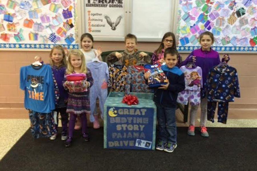 Students brought their pairs of pajamas to school each morning to donate for the Great Bedtime Story Pajama Drive.