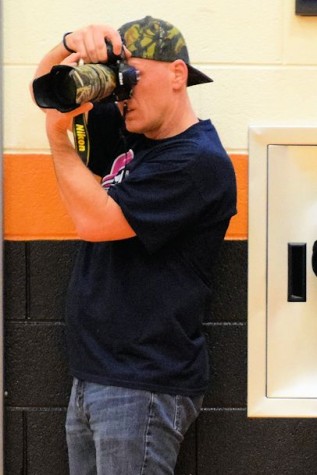 Terry working a girls basketball game in the middle school gym this season