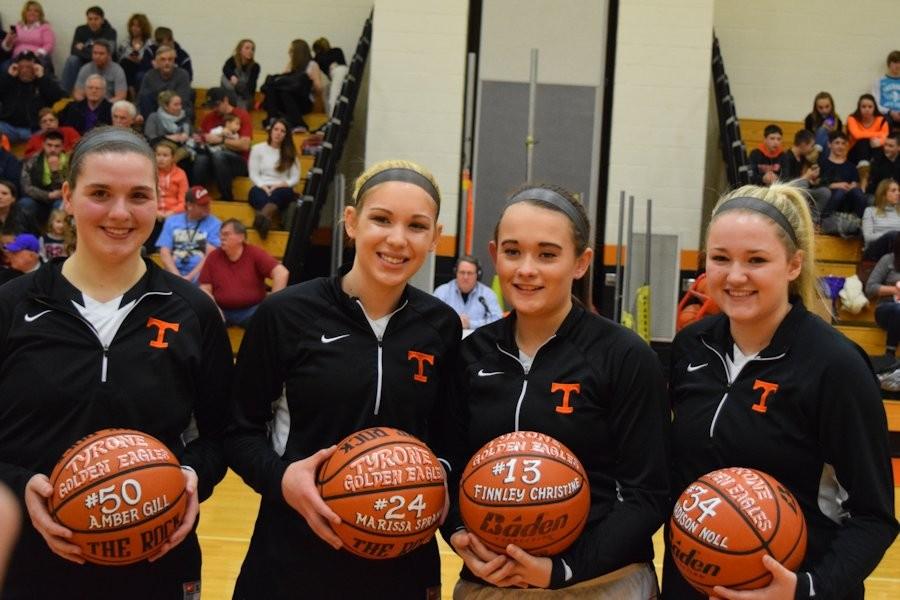 Tyrone Lady Eagles 2015-2016 seniors: Amber Gill, Marissa Sprankle, Finnley Christine, and Madison Noll.