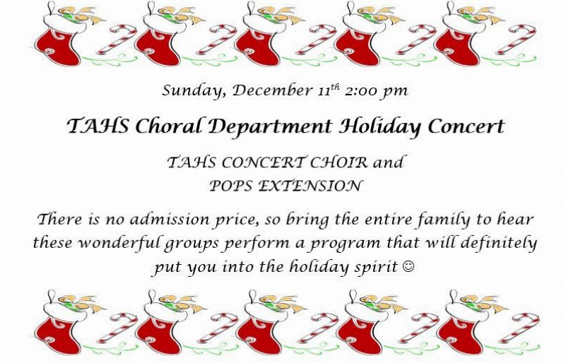 Tyrone High School Music Department to Present Three Holiday Choral Concerts