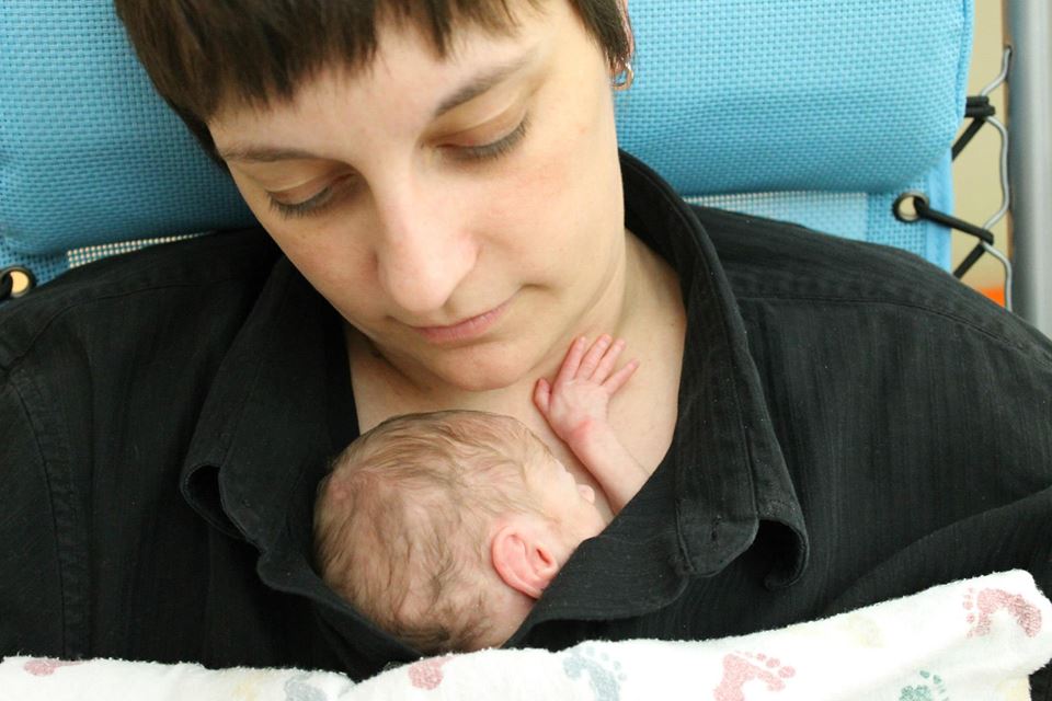 Eddie and his mom Kate when he was born.