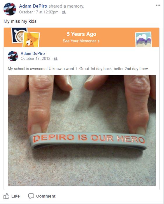 "DePiro is our Hero" wristband photo