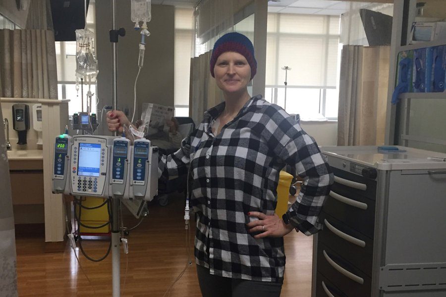 Tori at a chemo treatment