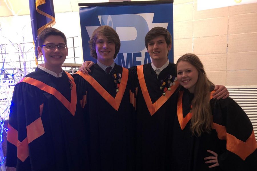 Four TAHS students who are moving on to Regional Chorus. Left to right: Tyler Beckwith, Brent McNeel, Ethan White, Lindsey Walk. 