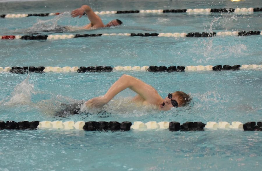 Hunter Gregg swims the 500 Free against Central Cambria.