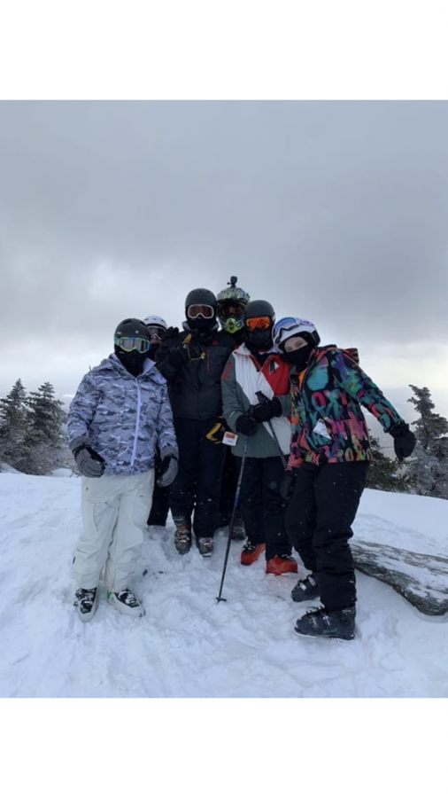 TAHS Ski Club members Trevor Fink, Michael Stoner. Cody Harpster, Luke Brenneman and  Reagan Wood at Smugglers Notch in Vermont.
