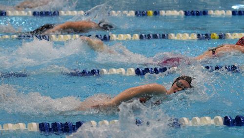 Sophomore Madison Coleman competing at the PIAA D6 AA Swimming Championships. 