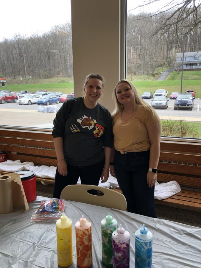 Guidance Department intern Mrs. Katerina Grigorian and senior Madison Moser both helped to make the tie-dye shirts during Spring Fling.