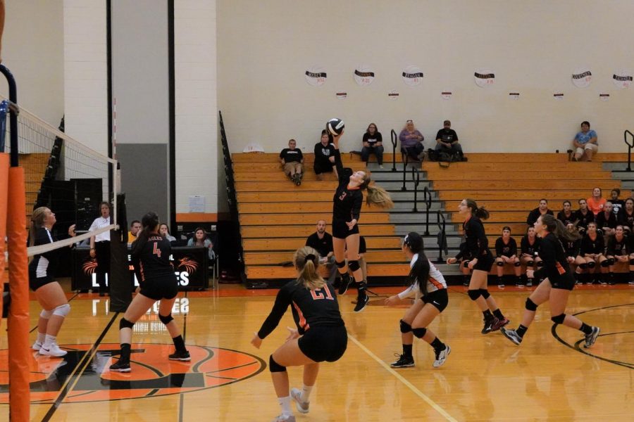 Reagan Irons goes up for a kill.