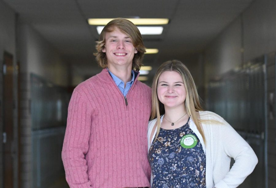 Senior Brent McNeel (left) and junior Lucia Isenbeg (right) both serve as non-voting student representatives to the Tyrone Area School Board.  Both are also members of the Eagle Eye.