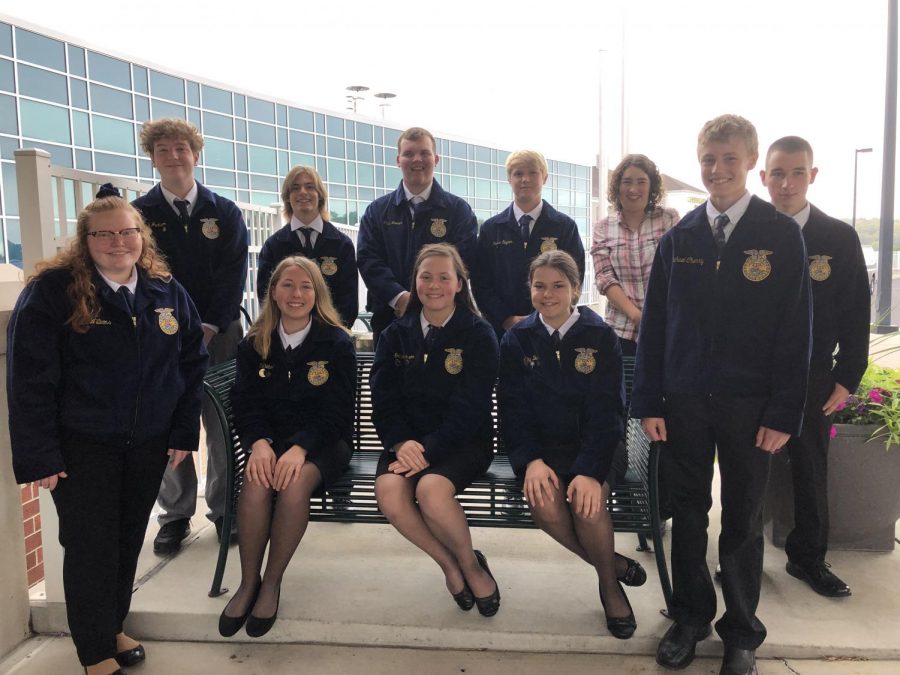 Members of the Tyrone FFA attended the Fall Leadership Conference in Altoona on October 1. 
 The members pictured are first row (left to right) Jillian Williams, Karly Diebold, Grace Peterson, Libby Buck, and Justin Jackson. Back row (left to right) Colin Jackson, Joshua Patterson, Jesse Nevel, Gavin Woomer, Catie Ewing, and Garin Hoy.