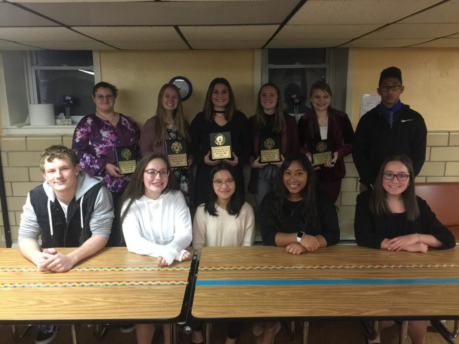 At the November 19 Fall Meet in Williamsburg, the Tyrone Speech Team took home five of the ten awards given to Central PA Speech League competitors with the highest scores.