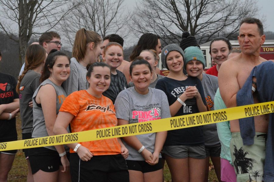 Students getting ready for the plunge.