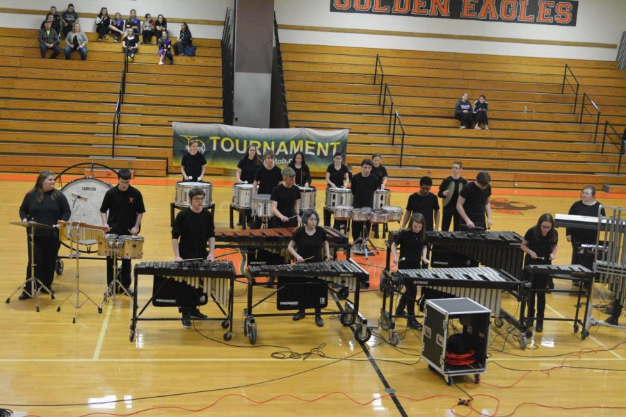 Tyrone indoor percussion getting ready to preform their  Nightmare Before Christmas show. 