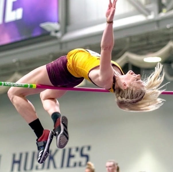 Voyzey competed  in high jump at Miami University and Arizona State University but decided to end her collegiate athletic career early to focus on her studies during her senior year.