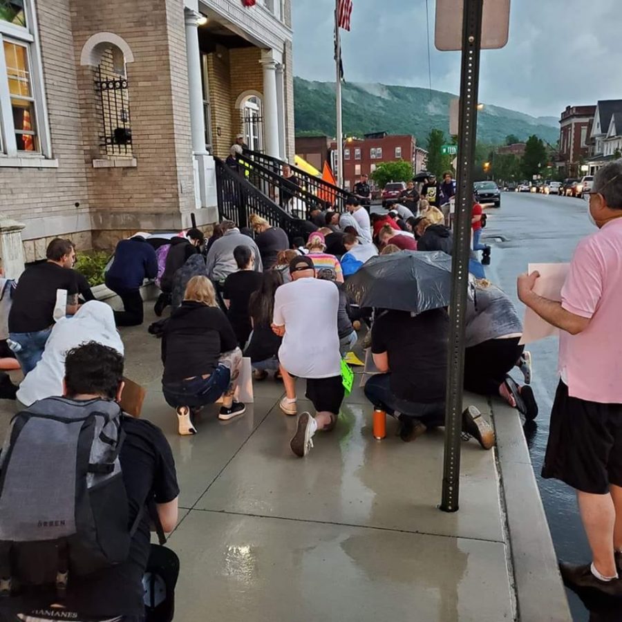A peaceful protest of about 40-50 people in support of the Black Lives Matter movement occured on June 4th outside the Tyrone Municipal Building. 