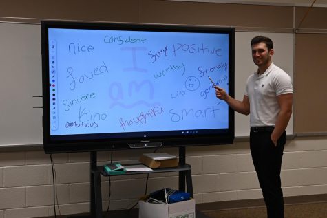 Mr Soellner at his smartboard