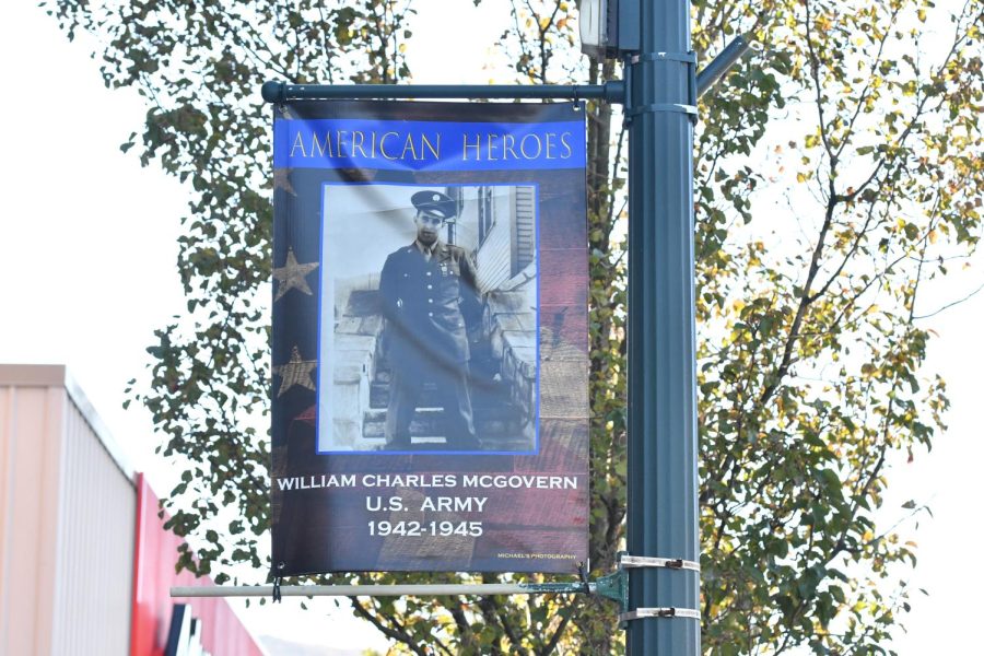 William McGovern's banner hanging in front of the Antique store on Pennsylvania Avenue