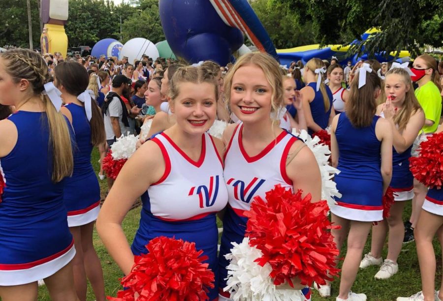 Sophomore Mercedes Miller and Senior Gracie Ball before the 80th Annual Pearl Harbor Parade.