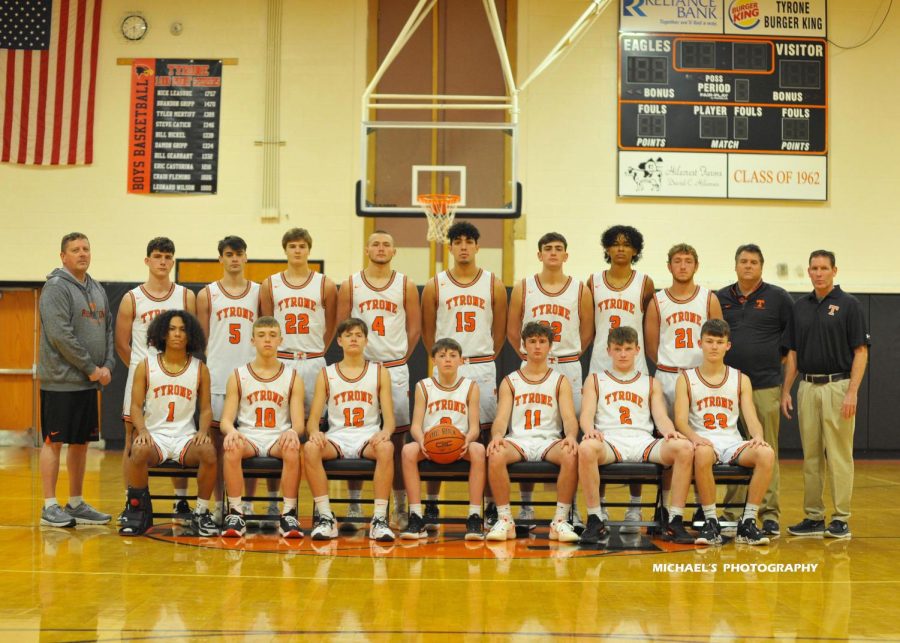 (L-R) Bottom Row: Christopher Escala, Landon Hamer, Kendall Lehner, Sam Crilly, Dravyn Crowell, Brady Ronan, Ashton Walk. Top Row: Head Coach George Gripp, Zac LeGars, Landen DeHaas, David Lang, Jake Johson, Ross Gampe, Keegan Gwinn, Drew Escala, Cort Rhoades, Assistant Coach Jim Lang, and Coach Murr