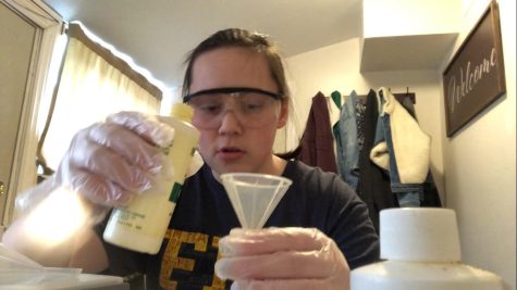 Senior Grace Peterson testing nitrogen in soil used in experimentation. Her Agri-Science was testing how fertilizer affected algae growth in soil.