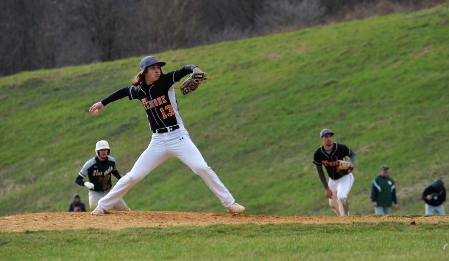 Caiden Bonsell pitching against Juniata Valley.