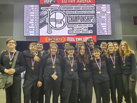 The Tyrone Indoor Percussion Ensemble earned first place and a score of 83.4 at the regional championships at IUP