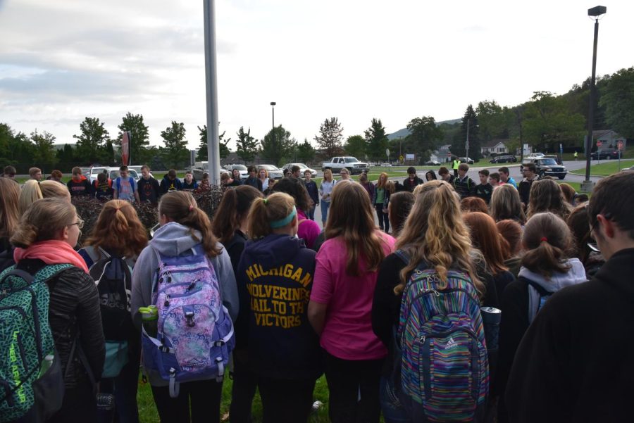 Tyrone students gather at a See You at the Pole event in 2017 (Eagle Eye file photo) 