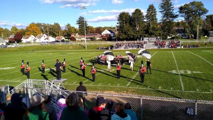 Tyrone Marching Band performing their show at Homer Center.