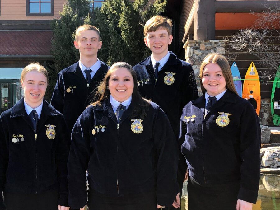 Tyrone Area FFA Officers who attended SLLC in March (rt. to lt.) Nora Hoy, Leo Veit, Hailey Houck, Maverick Fleck, and Rayann Walls.