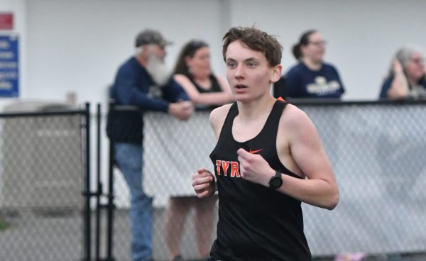 Nate PR Erickson on his way to another personal best time at Bald Eagle Area this spring. 