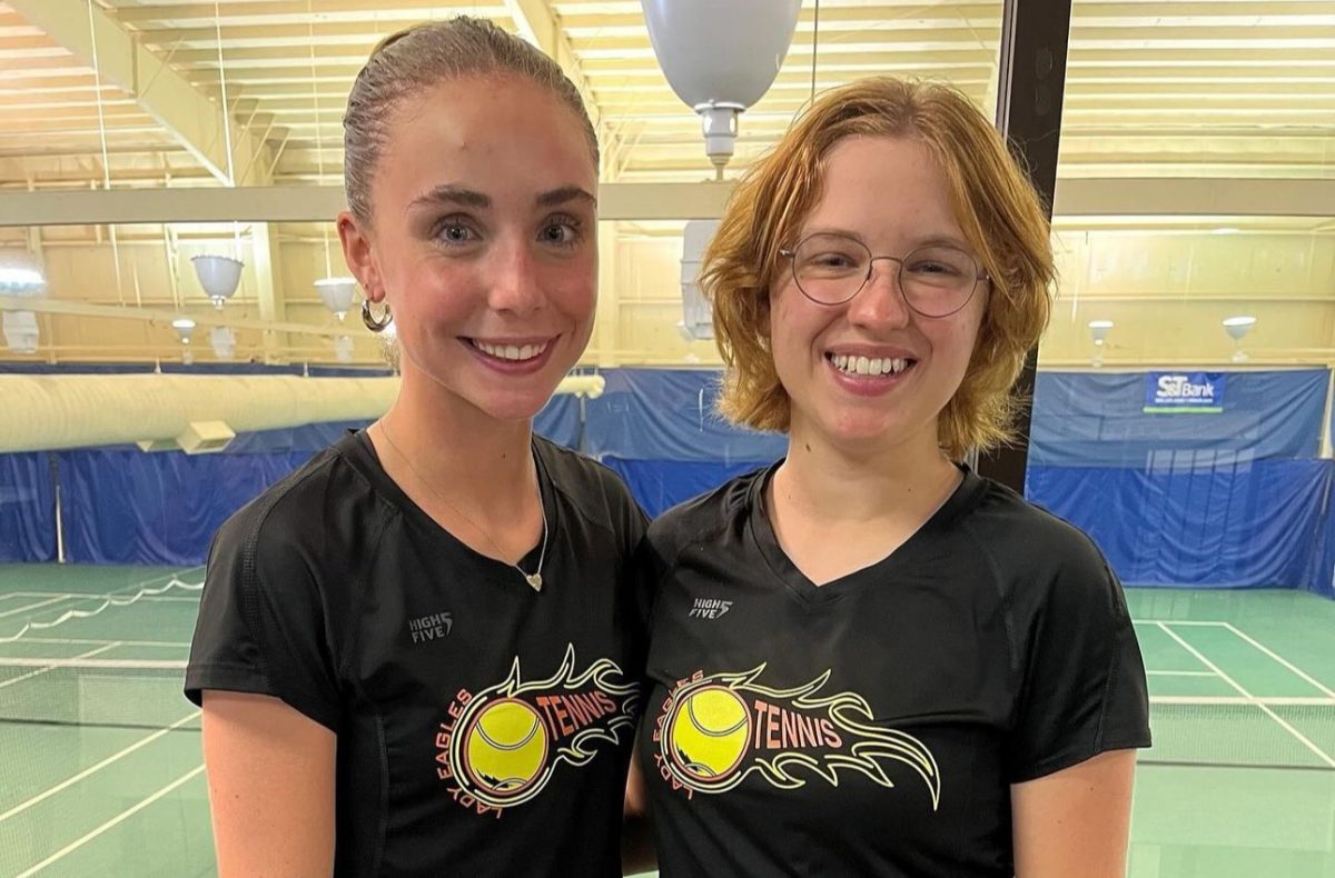 Nicole Ramsey and Emma Witkamp at the Summit Tennis and Athletic Club in Altoona, where the district singles championships were played. 