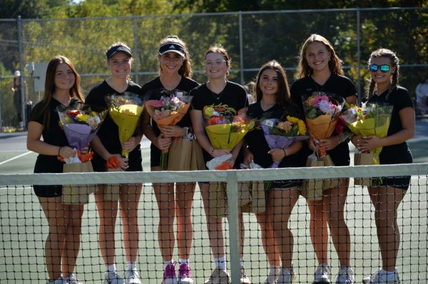Seniors Cadence Ball, Emily Christofer, Nicole Ramsey, Jenna Watson, Chase Yaniello, Amyra Snyder, and Aliyah Smith